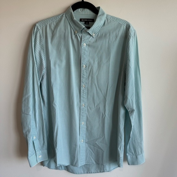 Michael Kors Slim Fit Gingham Button Down Shirt Medium - Picture 1 of 4